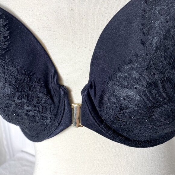 SOLD-La Senza So Free Black Lace Racerback Front Closure Bra 34DD - Picture 9 of 9